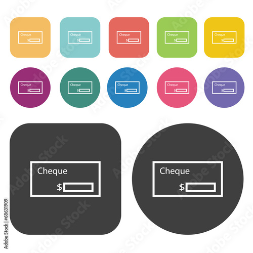 Bank check icons set. Finance and business symbol. Round and rec