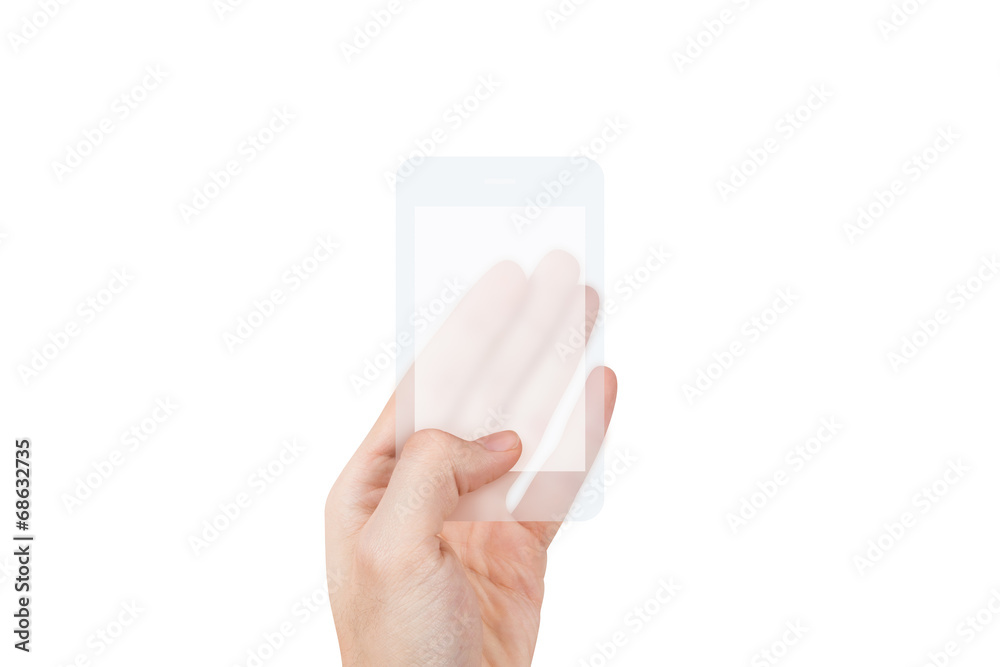 Hand Holding Transparent Smart Phone Hand Holding Transparent Smart Phone