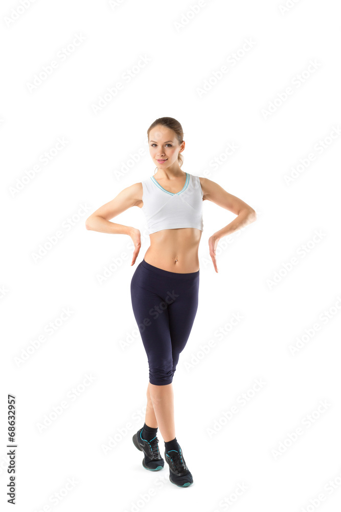 Full body portrait of woman in sportswear, isolated Full body portrait of woman in sportswear, isolated