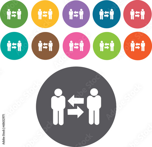 Business and management icons set. Round and rectangle colourful photo