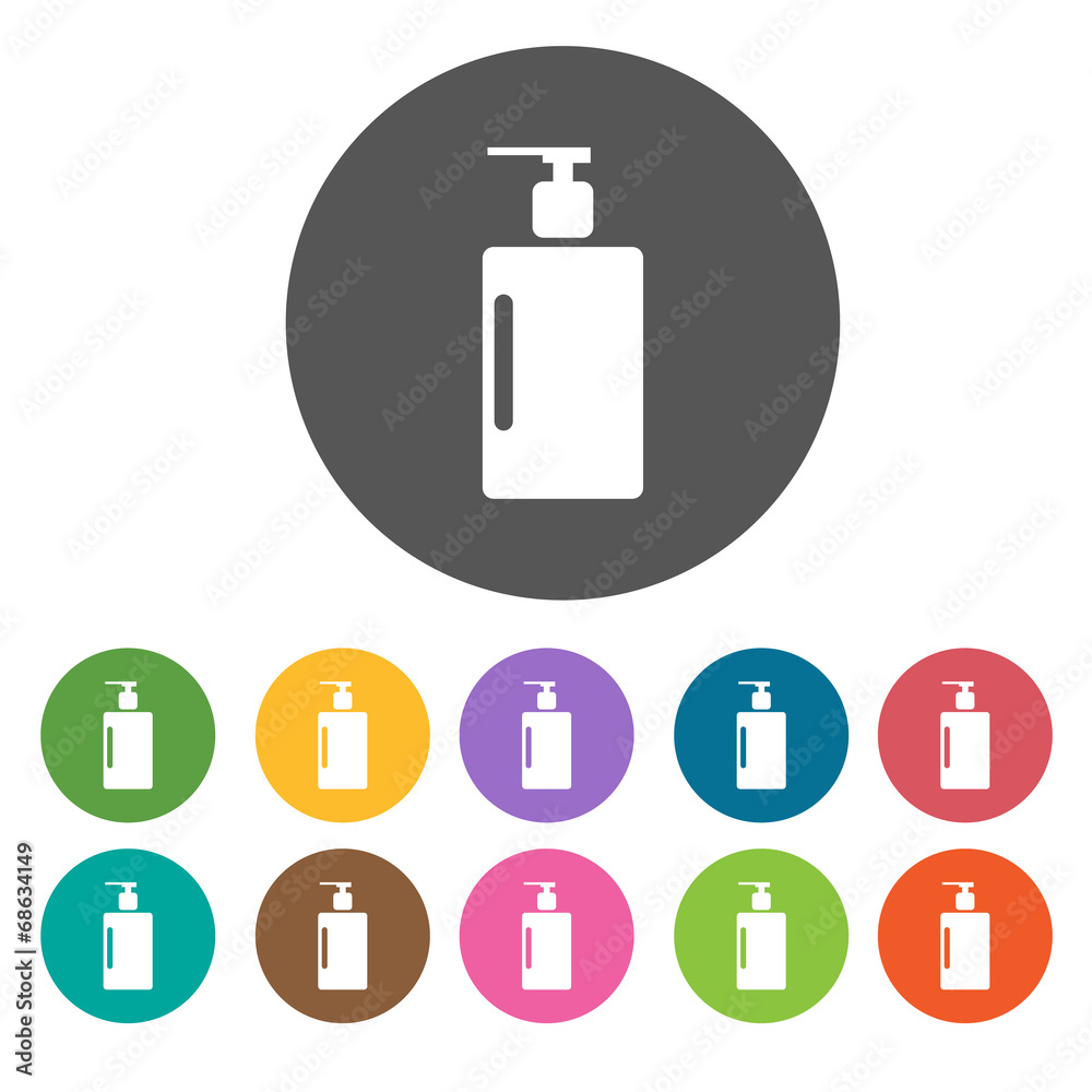 shampoo bottle icon. Round colourful 12 buttons. Illustration ep shampoo bottle icon. Round colourful 12 buttons. Illustration ep