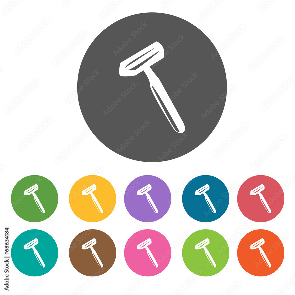 Toilet plunger icons set. Round colourful 12 buttons. Illustrati Toilet plunger icons set. Round colourful 12 buttons. Illustrati