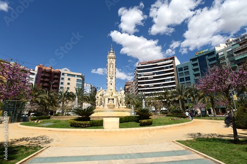 Fontain at Luceros Square in sunny spring day photo