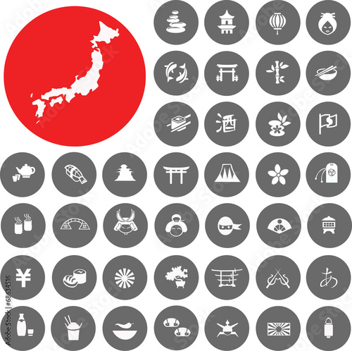 Japan icons set. Illustration eps10