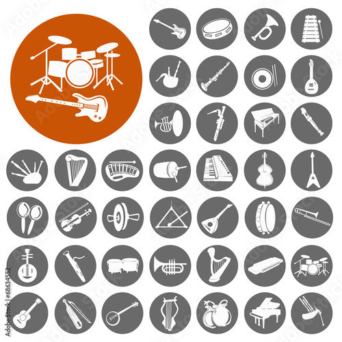 Music instruments  icon collection. Illustration eps10