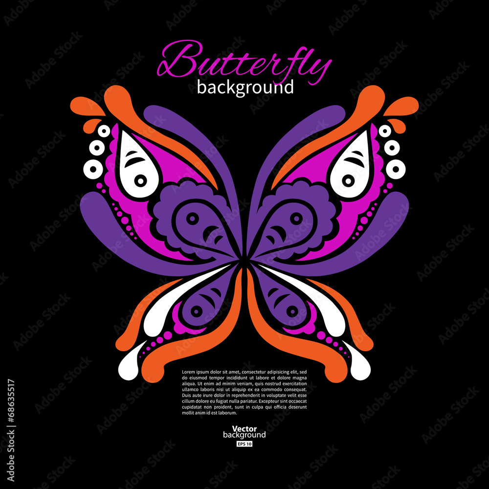 Background with beautiful butterfly. Tattoo illustration Background with beautiful butterfly. Tattoo illustration