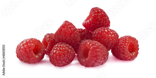 Raspberry horizontal group isolated on white