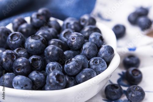 Blueberries in a white ceramic bowl