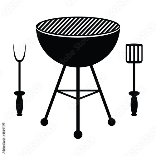 BBQ grill and cutlery