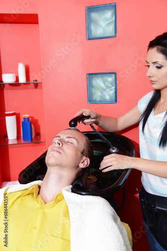 Young man in beauty salon