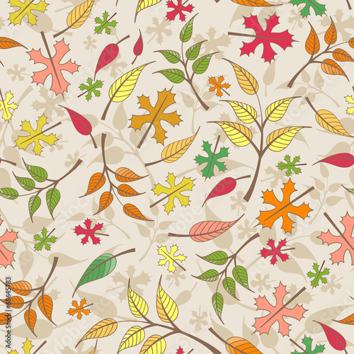 Vector seamless pattern with autumn leaves