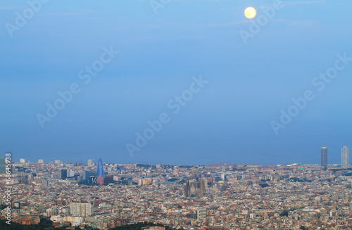 Barcelona skyline at dusk