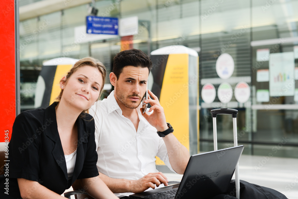 business people station working computer public wifi area business people station working computer public wifi area