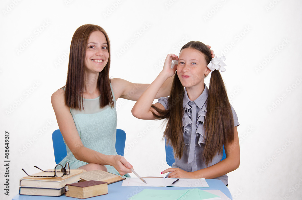 Girl thought doing homework Girl thought doing homework
