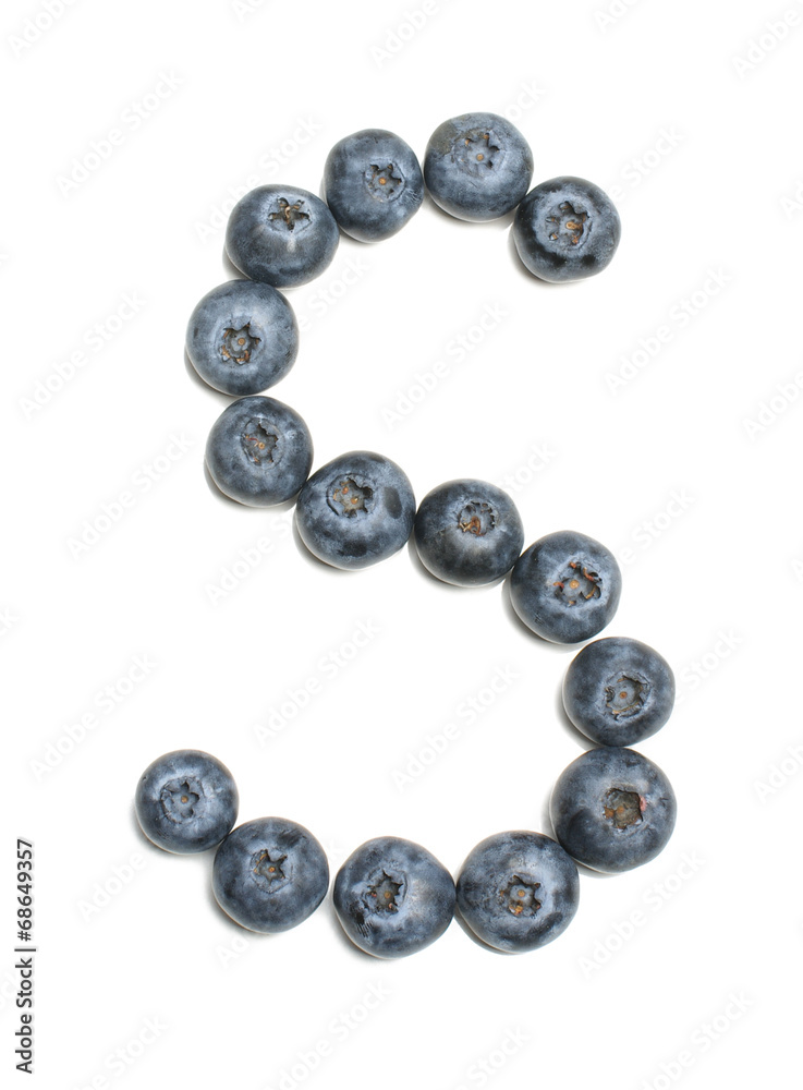 Alphabet letter S arranged from highbush blueberry isolated Alphabet letter S arranged from highbush blueberry isolated