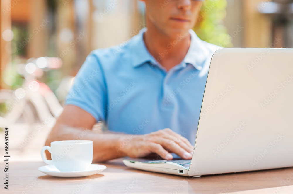 Surfing the net in cafe. Surfing the net in cafe.