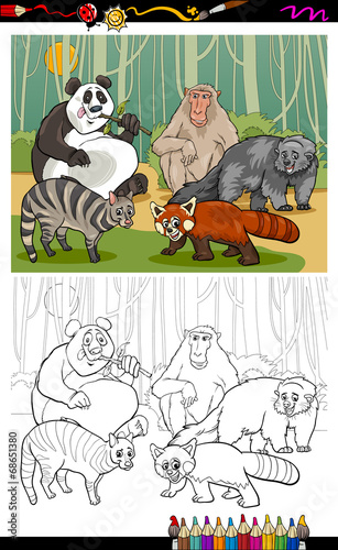 Kolorowanka kreskówka śmieszne zwierzęta