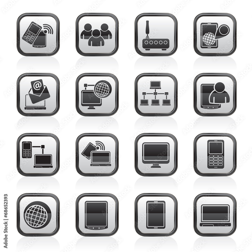 Communication and technology equipment icons - vector icon set Communication and technology equipment icons - vector icon set