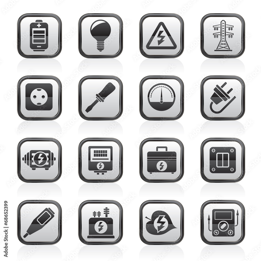 Electricity, power and energy icons - vector icon set Electricity, power and energy icons - vector icon set