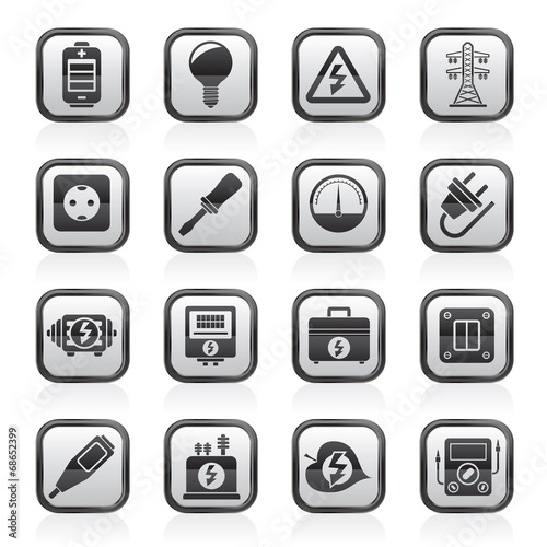 Electricity, power and energy icons - vector icon set