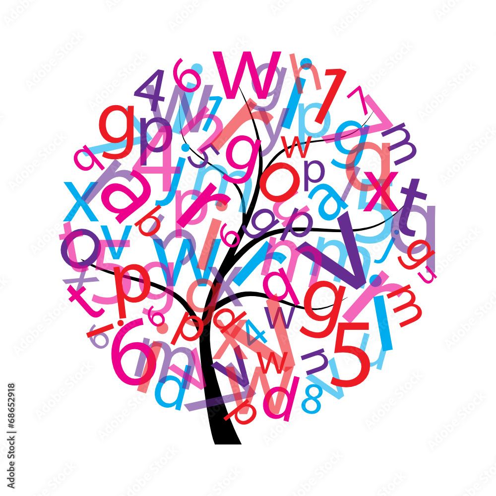 Árvore de letras e algarismos