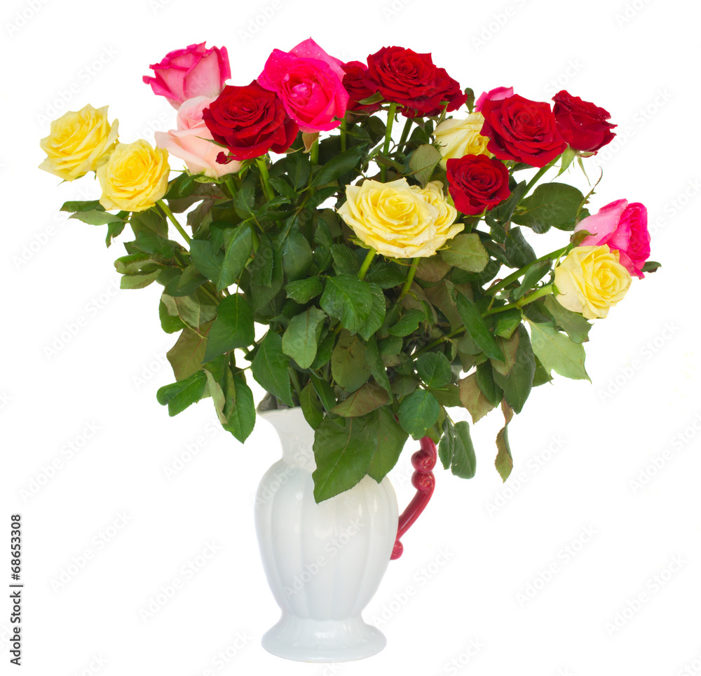 bouquet of fresh multicolored  roses