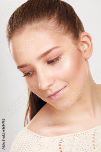 Beautiful woman, portrait isolated on white background