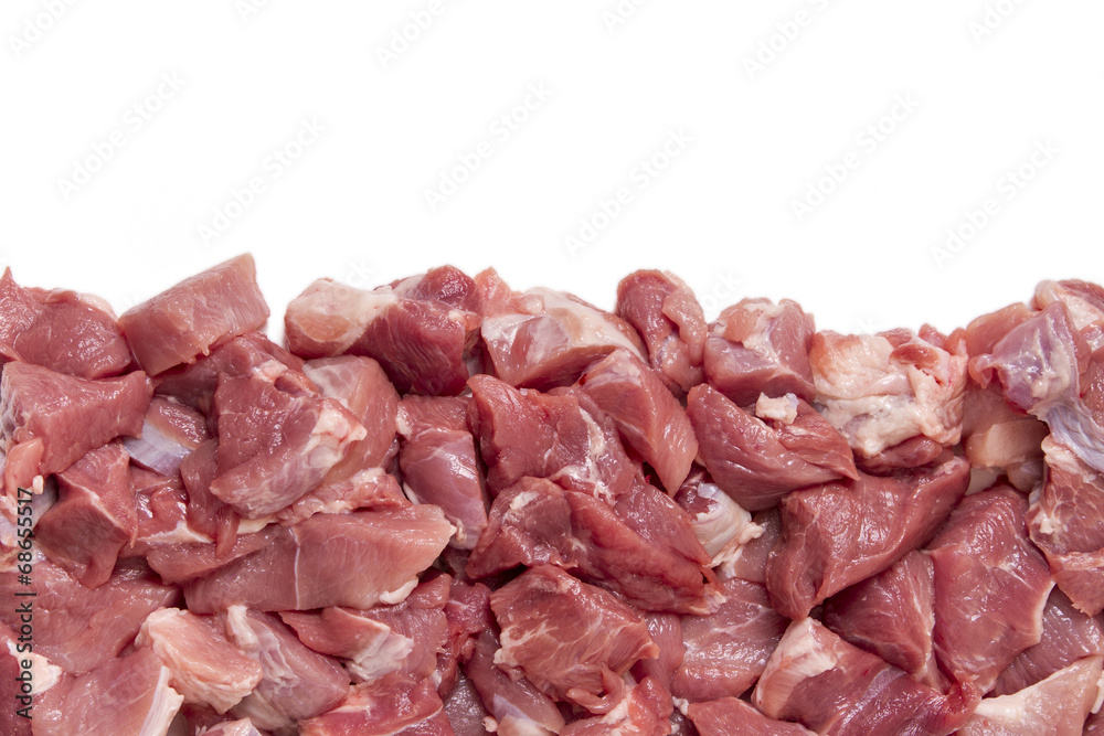 chopped pork beef in pieces