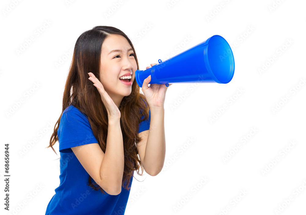 Woman shout with megaphone