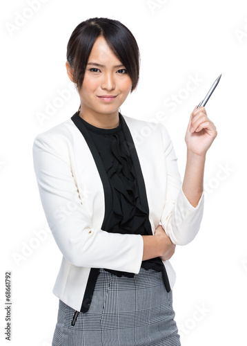 Business woman with pen up