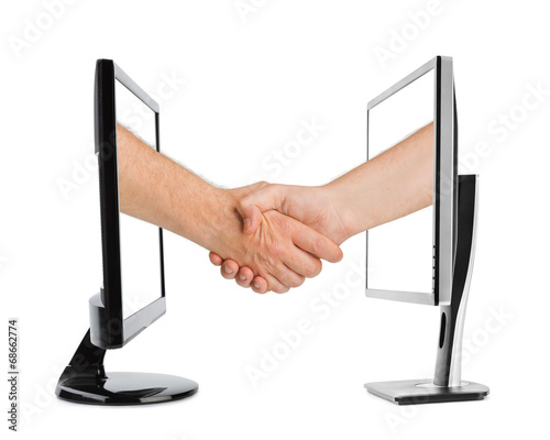 Virtual handshake - internet business concept