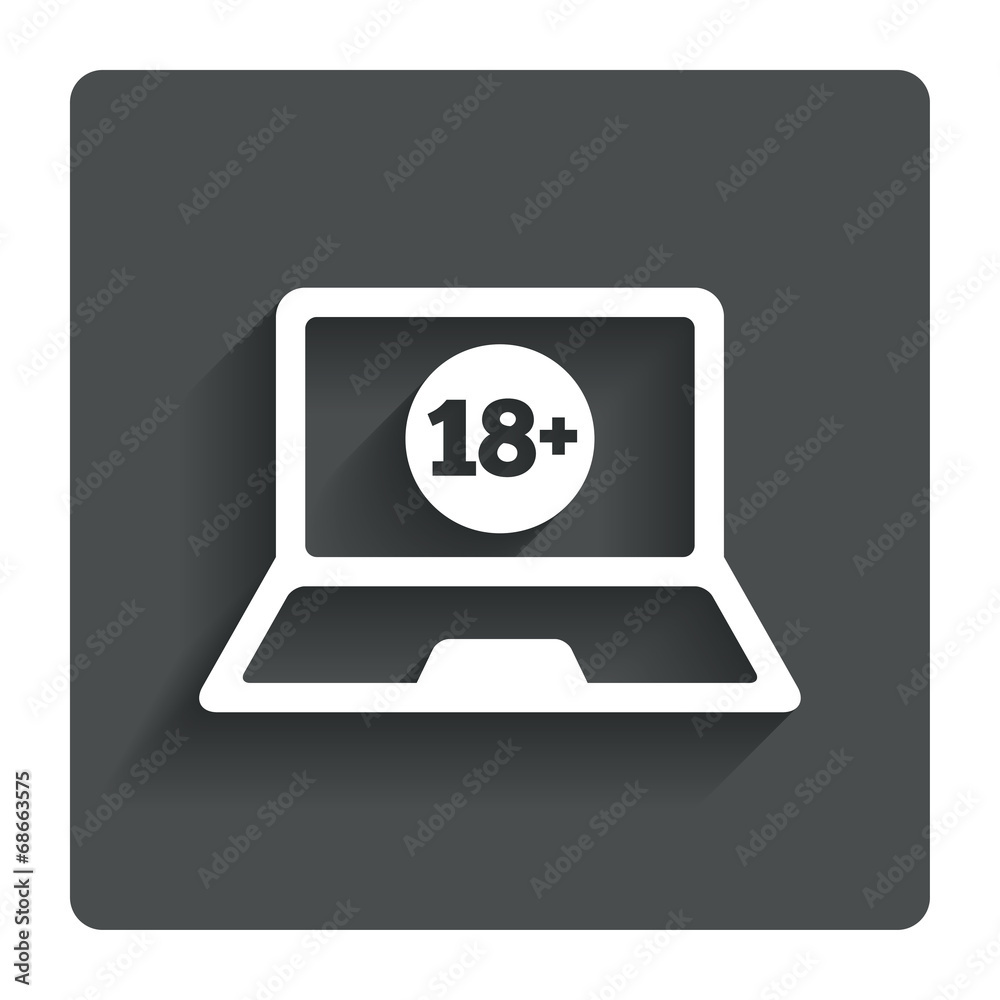 Adults content laptop icon. Website for adults. Adults content laptop icon. Website for adults.