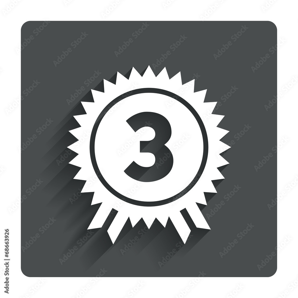 Third place award sign icon. Prize for winner. Third place award sign icon. Prize for winner.
