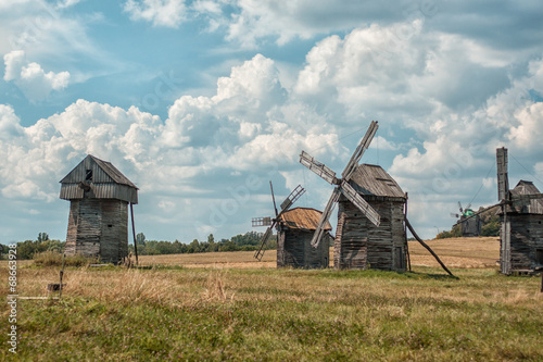 Old wooden windmills.