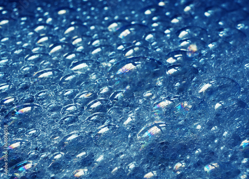 Photography soap bubbles structure in blue