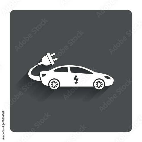 Electric car sign icon. Sedan saloon symbol.