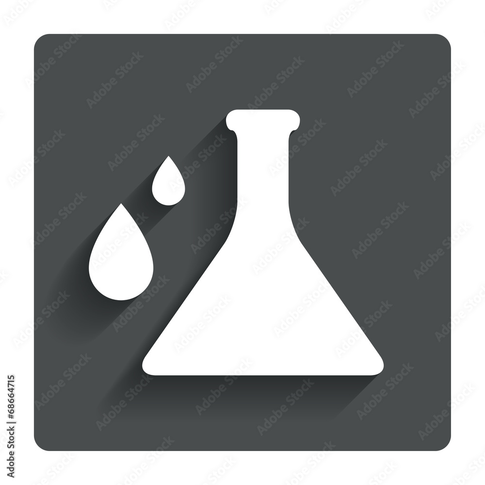 Chemistry sign icon. Bulb symbol with drops. Chemistry sign icon. Bulb symbol with drops.