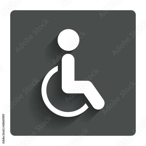 Disabled sign icon. Human on wheelchair symbol.