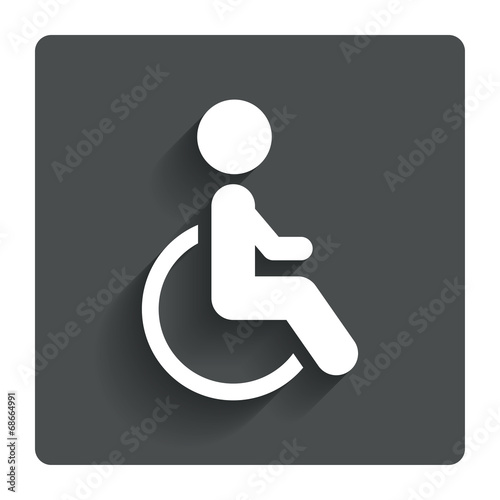 Disabled sign icon. Human on wheelchair symbol.