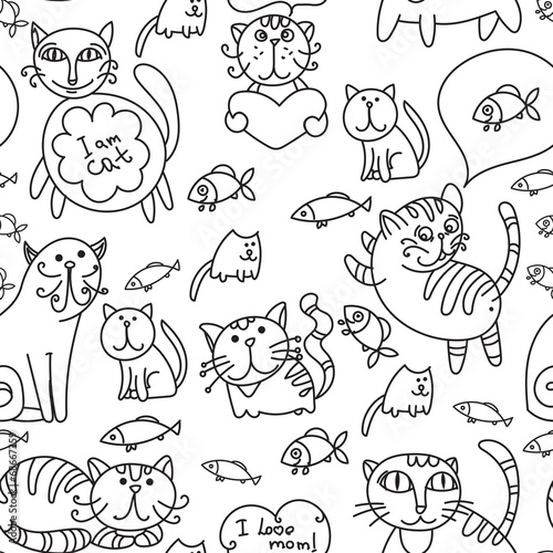 Seamless pattern of cute cats