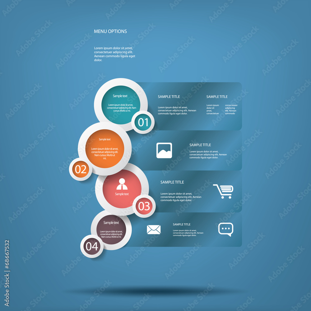 White circles menu options vector White circles menu options vector