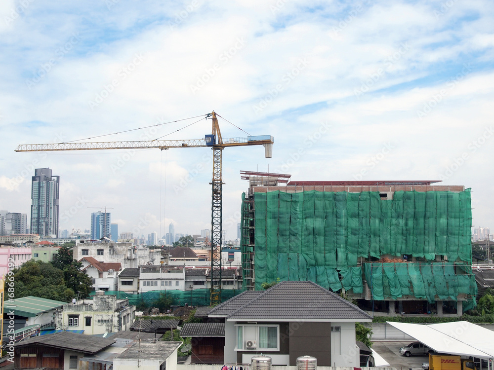 Obraz premium Industrial landscape with cranes