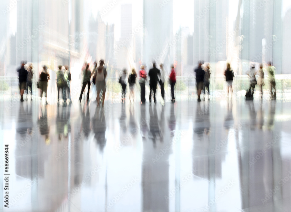 group of people in the lobby business center