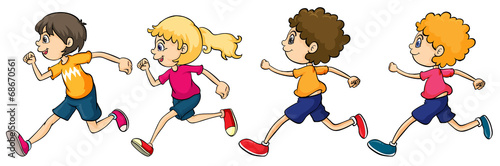 Boys and Girl Running