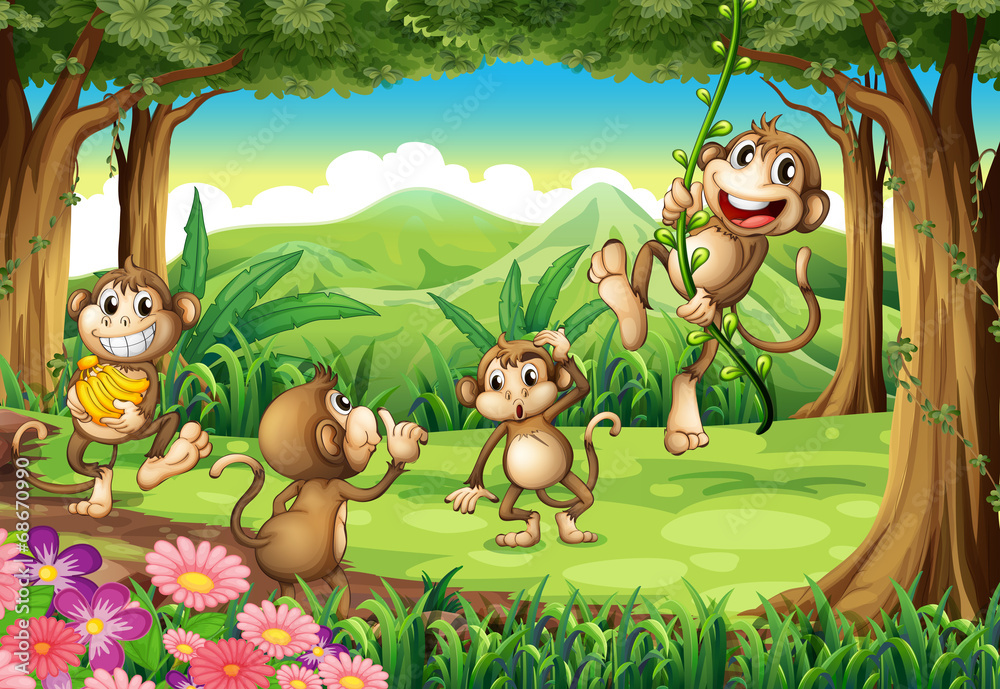 Naklejka premium Monkeys playing