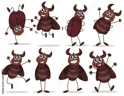 A group of smiling bugs