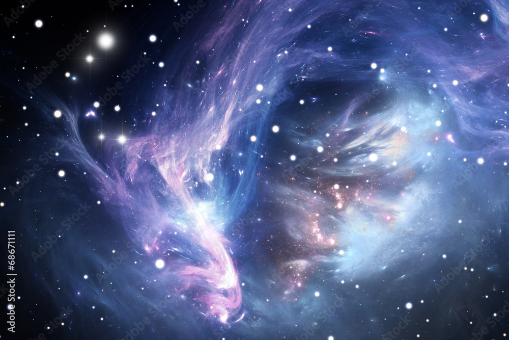 Naklejka premium Blue space nebula