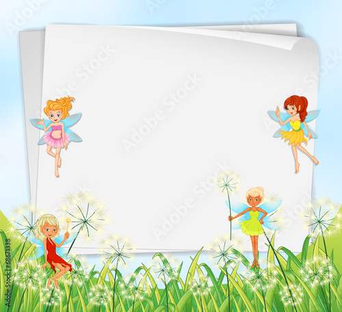Empty paper templates with fairies
