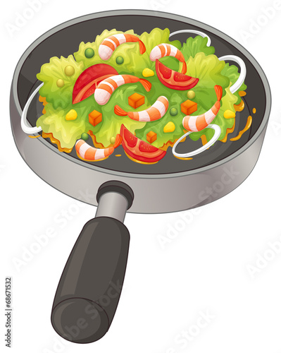 A pan with a food