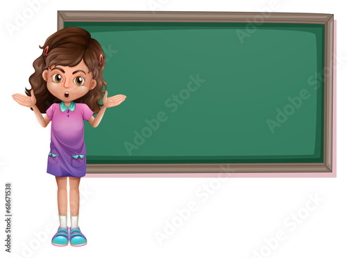 Cut kid with blackboard
